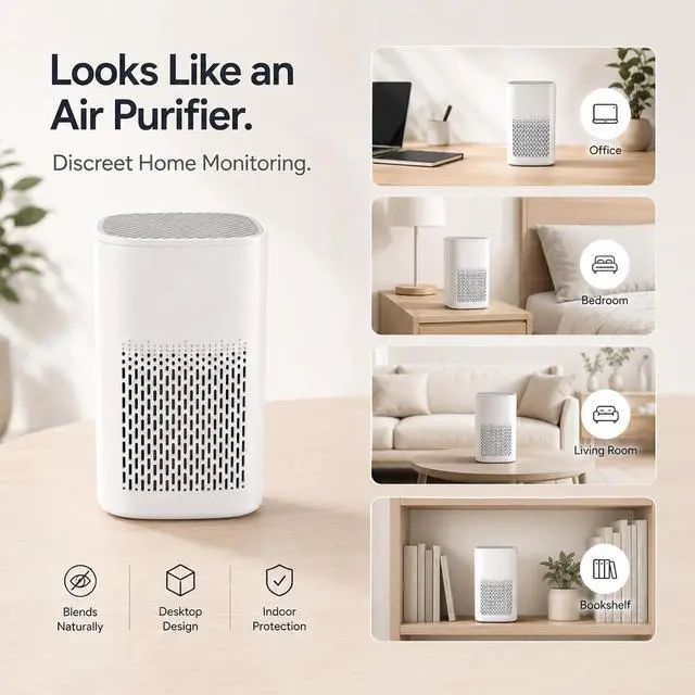 Alt view image 6 of 7 - 2K Hidden Camera Air Purifier Design, Indoor WiFi Security Camera with Motion Detection, App Remote Viewing, Dual-Band 2.4G/5G, Battery Powered Nanny Cam for Home Monitoring