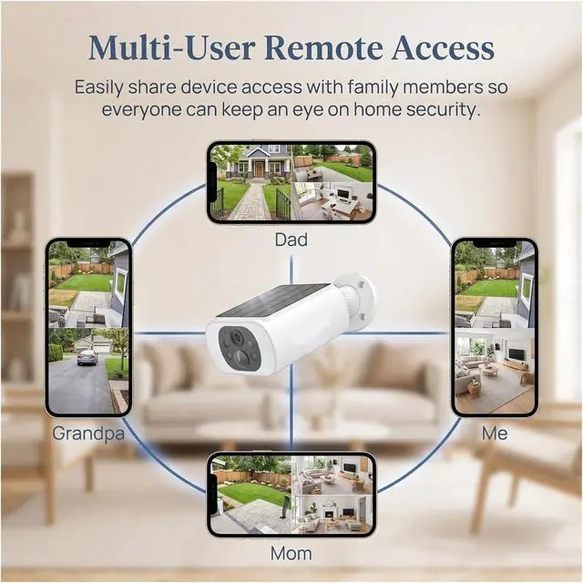 Alt view image 6 of 6 - 2K Solar Powered Outdoor Surveillance Cam, WiFi Security Device with Built-in Battery Humanoid Detection Flash Alarm Night Vision