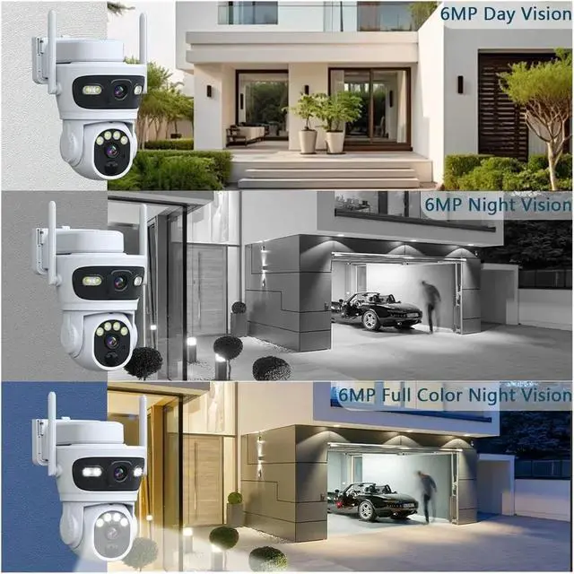 Alt view image 7 of 7 - 6MP Solar Camera Dual Lens WiFi PTZ Camera Built-in Battery Video Surveillance Camera Long Time Standby(6MP 32G SD Card)