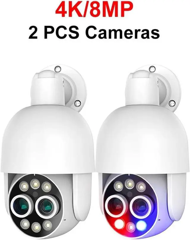 Alt view image 2 of 7 - 4K PTZ 8X Hybrid Zoom 2.8mm 12mm Dual Lens POE IP Camera 8MP Outdoor Human Detect Auto Track Security Camera Color Night(2pc 4K 8MP Cam)