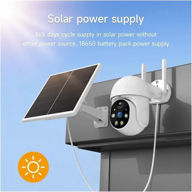 Alt view image 2 of 5 - WiFi PTZ Camera 8MP HD Outdoor Solar IP Camera Video Surveillance Camera Long Time Standby(EU Plug)