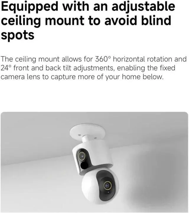 Alt view image 4 of 5 - C500 Smart Camera Dual Lens 4MP Version: 360° AI Detection, Full Color Night Vision Via WiFi 6(AU Plug,Camera and 64G TF)
