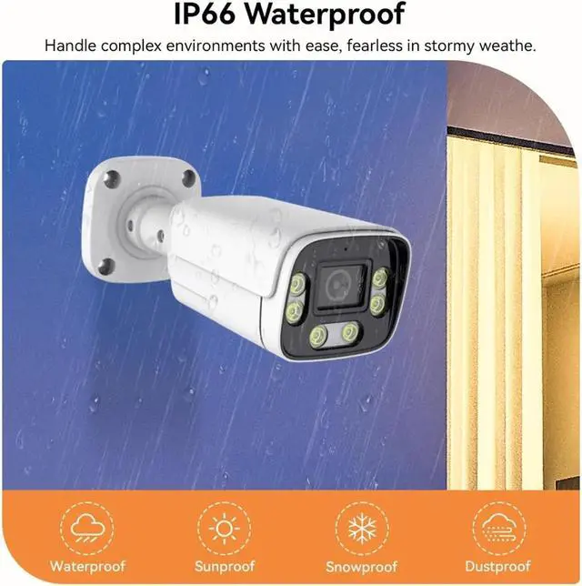 Alt view image 3 of 6 - 4K 8MP IP Camera 5MP Waterproof Outdoor Camera Face Detection Two Way Audio Color Nightvision Home Surveillance H.265(8mm,5MP DC12V)