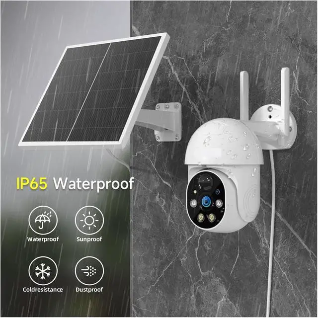 Alt view image 3 of 5 - WiFi PTZ Camera 8MP HD Outdoor Solar IP Camera Video Surveillance Camera Long Time Standby(EU Plug)