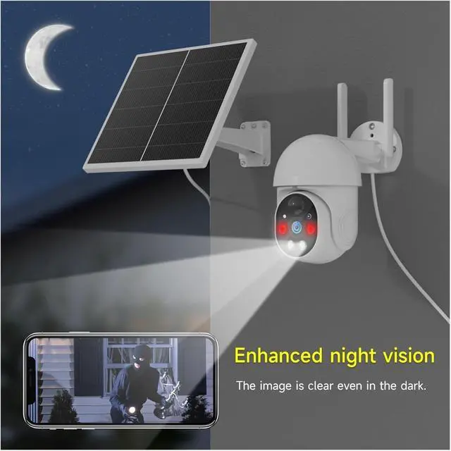 Alt view image 4 of 5 - WiFi PTZ Camera 8MP HD Outdoor Solar IP Camera Video Surveillance Camera Long Time Standby(EU Plug)