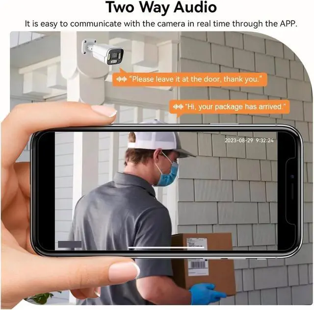 Alt view image 4 of 6 - 4K 8MP IP Camera 5MP Waterproof Outdoor Camera Face Detection Two Way Audio Color Nightvision Home Surveillance H.265(8mm,5MP DC12V)