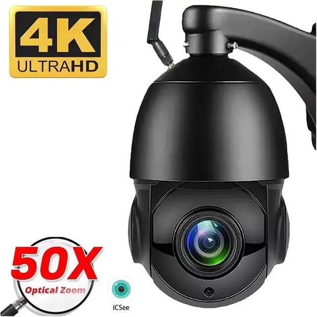 Alt view image 2 of 7 - 50X Optical Zoom IP Camera Metal Case 4K 8MP WiFi Outdoor PTZ Security Camera Night Vision 120M CCTV Video Surveillance ICSEE(EU Plug,Black 50X 8MP Camera)