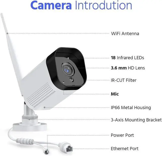 Alt view image 7 of 7 - 3MP Home WiFi Surveillance Camera IP H.265 Audio Recording Weatherproof Night Vision CCTV Security Cameras System