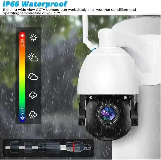 Alt view image 7 of 7 - 50X Optical Zoom IP Camera Metal Case 4K 8MP WiFi Outdoor PTZ Security Camera Night Vision 120M CCTV Video Surveillance ICSEE(EU Plug,Black 50X 8MP Camera)