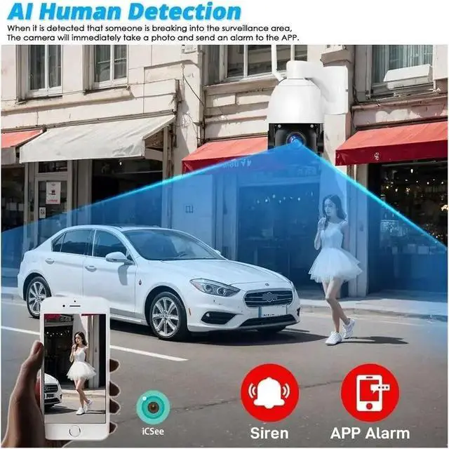 Alt view image 6 of 7 - 50X Optical Zoom IP Camera Metal Case 4K 8MP WiFi Outdoor PTZ Security Camera Night Vision 120M CCTV Video Surveillance ICSEE(EU Plug,Black 50X 8MP Camera)