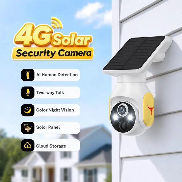 Alt view image 2 of 7 - 4G Solar Security Camera Outdoor Dome cam with 4G Cellular Connectivity