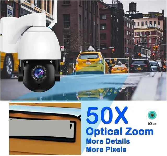 Alt view image 4 of 7 - 50X Optical Zoom IP Camera Metal Case 4K 8MP WiFi Outdoor PTZ Security Camera Night Vision 120M CCTV Video Surveillance ICSEE(EU Plug,Black 50X 8MP Camera)