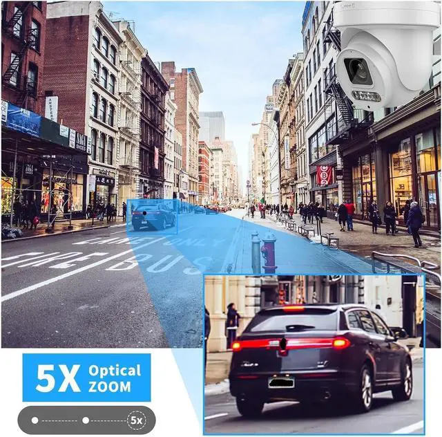 Alt view image 2 of 6 - 5X Zoom IP Security Camera 8MP 4K PTZ Color Night for Compatible POE Audio 512GB SD Human Vehicle Detect Cam(Camerawith Bracket)