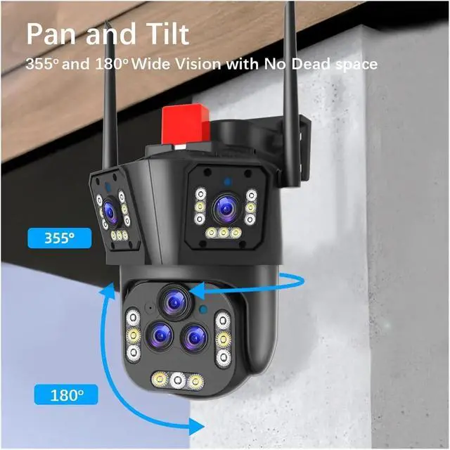 Alt view image 3 of 7 - 20MP 8K 20X Zoom Outdoor WiFi IP Camera, 360° Panoramic Monitoring, Secure Protection(US Plug,Camera 32GB)