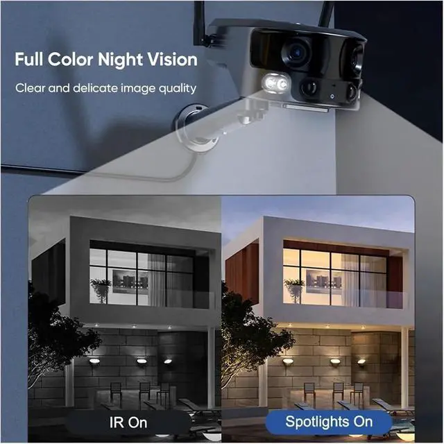 Alt view image 6 of 7 - 4K 8MP Dual Lens 4G Solar Camera Outdoor WiFi 180° Ultra Wide View Angle PIR Human Detection Security Camera 4X Zoom(4K WiFi Add 128GB)