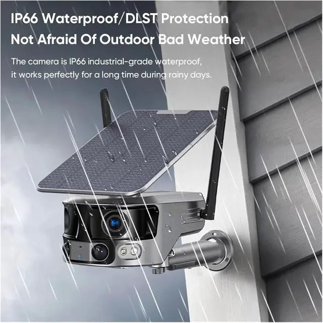 Alt view image 7 of 7 - 4K 8MP Dual Lens 4G Solar Camera Outdoor WiFi 180° Ultra Wide View Angle PIR Human Detection Security Camera 4X Zoom(4K WiFi Add 128GB)