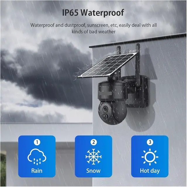 Alt view image 6 of 7 - 3MP Solar PTZ Camera Security WiFi CCTV Waterproof Surveillance Solar Camera Outdoor Night Vision(WiFi ADD 128GB)