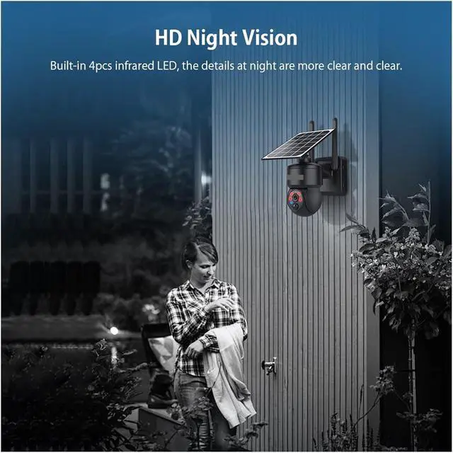 Alt view image 7 of 7 - 3MP Solar PTZ Camera Security WiFi CCTV Waterproof Surveillance Solar Camera Outdoor Night Vision(WiFi ADD 128GB)