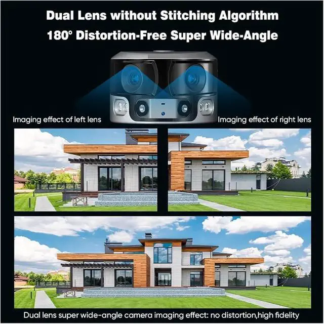 Alt view image 3 of 7 - 4K 8MP Dual Lens 4G Solar Camera Outdoor WiFi 180° Ultra Wide View Angle PIR Human Detection Security Camera 4X Zoom(4K WiFi Add 128GB)