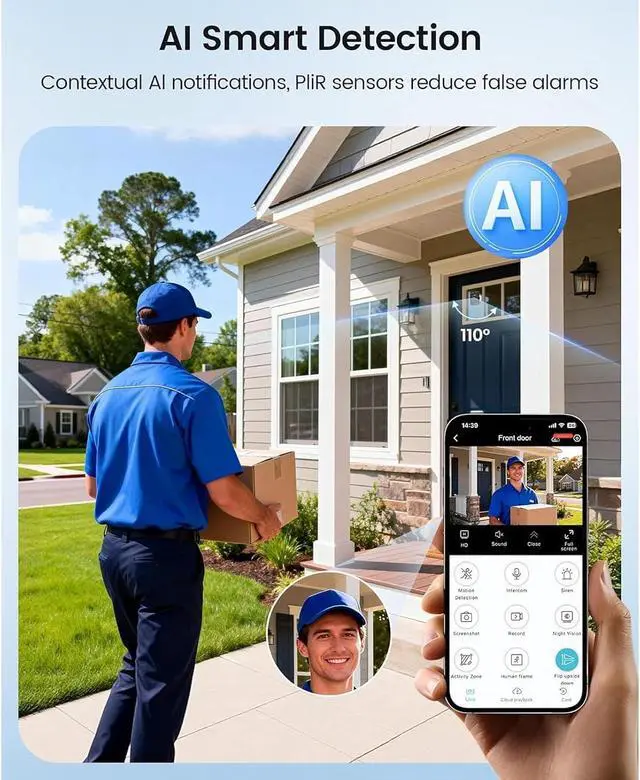 Alt view image 2 of 7 - Tangxi 3MP 2K Window Camera, 2.4Ghz & 5Ghz WiFi No Drill Dome Cameras for Home Security, 110 Wide View, AI Night Vision, 24/7 Recording, Easy & Quick Install (2 Pieces)