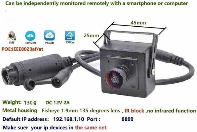 Alt view image 2 of 4 - Wired Mini 4K 8MP POE IP Camera POE Case Network Camera 8.0 MP High Resolution IP Security Wide Angle 2.8mm Fixed Lens No Infrared Night Vision