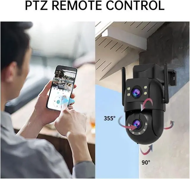 Alt view image 5 of 6 - 4K 8MP Outdoor Surveillance Camera Dual Lens 5G WiFi IP Camera HD Full Color Night Vision CCTV Video Home Security Cameras(US Plug,8MP CAM)