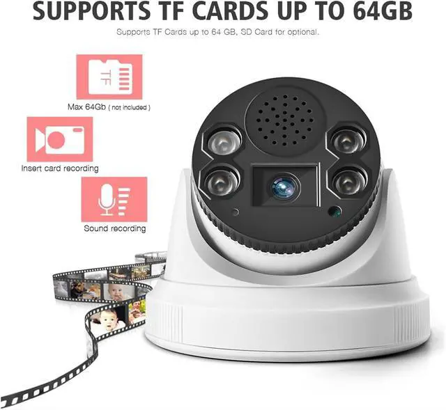 Alt view image 4 of 6 - WiFi IP Camera 1080P 5MP 8MP Dome Security Camera 4K Two Way Audio TF Card Slot Night Vision 20m P2P(8MP Add 64G TF)