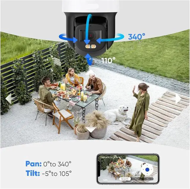 Alt view image 2 of 6 - 3K 5MP PoE PT Speed Security Camera Color Night Vision Motion Detection Built-in Microphone Security Protection Cameras