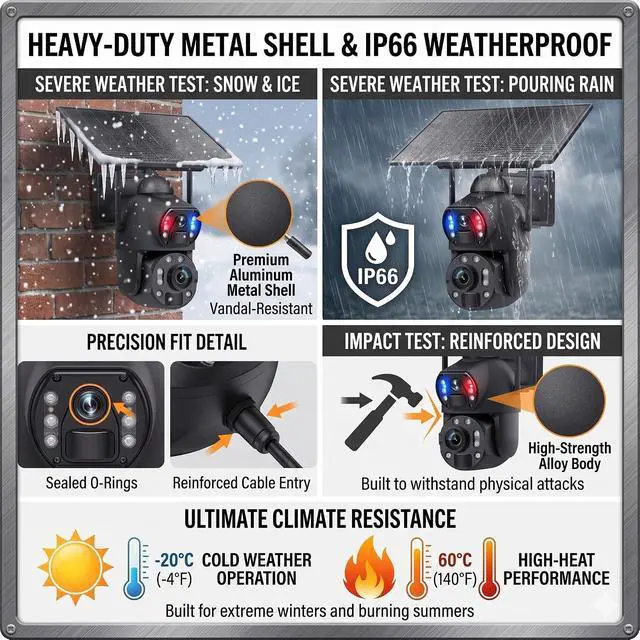 Alt view image 5 of 5 - 50X Optical Zoom Solar Security Camera, 4G LTE Card, Dual 6MP Lens Surveillance Camera Outside with Solar Panel