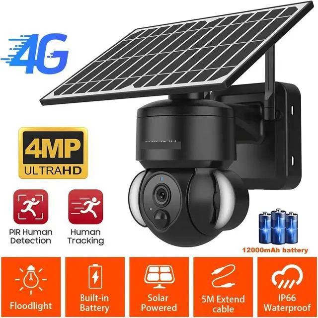 Alt view image 3 of 7 - 4MP WiFi Solar Camera 4G Sim Card PIR Human Detection Solar Battery Security Camera CCTV Video Surveillance Outdoor Cam(Black 4G CAM)