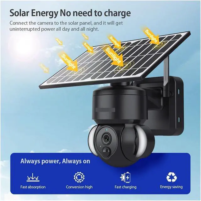 Alt view image 4 of 7 - 4MP WiFi Solar Camera 4G Sim Card PIR Human Detection Solar Battery Security Camera CCTV Video Surveillance Outdoor Cam(Black 4G CAM)
