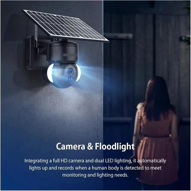 Alt view image 6 of 7 - 4MP WiFi Solar Camera 4G Sim Card PIR Human Detection Solar Battery Security Camera CCTV Video Surveillance Outdoor Cam(Black 4G CAM)