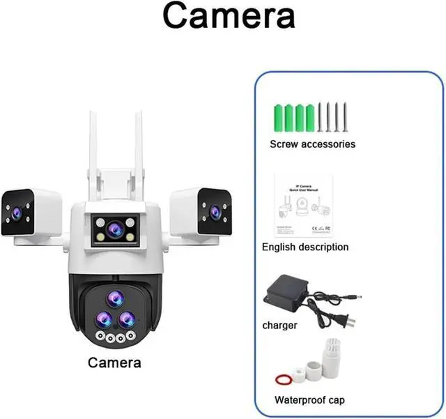 Main image of HD 30MP Outdoor WiFi IP CCTV Camera, 20X Zoom, Waterproof, Night Vision, 2-Way Intercom, Smart Tracking, 24/7 Recording(EU Plug,Camera)