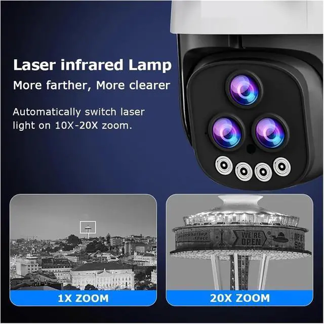 Alt view image 2 of 6 - HD 30MP Outdoor WiFi IP CCTV Camera, 20X Zoom, Waterproof, Night Vision, 2-Way Intercom, Smart Tracking, 24/7 Recording(EU Plug,Camera)