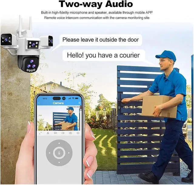 Alt view image 5 of 6 - HD 30MP Outdoor WiFi IP CCTV Camera, 20X Zoom, Waterproof, Night Vision, 2-Way Intercom, Smart Tracking, 24/7 Recording(EU Plug,Camera)