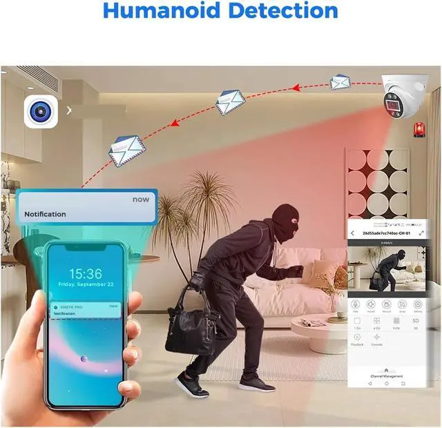Alt view image 7 of 7 - 5MP 8MP 4K POE IP Camera CCTV Surveillance Dome Surveillance Camera Two Way Audio Face Detection Night Vision Cam(1PC 8MP POE)