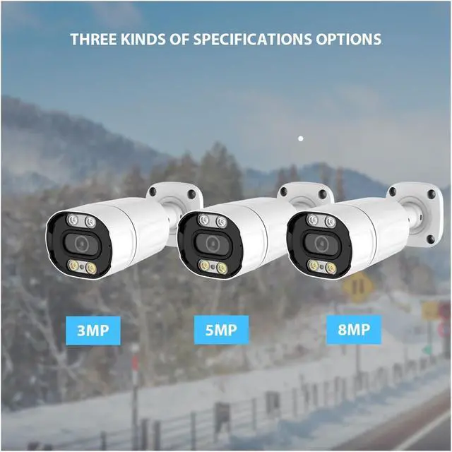 Alt view image 2 of 6 - 4K 8MP Ultra HD 2.8MM H.265 POE IP Camera 5MP 3MP APP AI Motion Detection Two Way Audio Outdoor Bullet Surveillance Camera(3.6mm,5MP POE Cam)