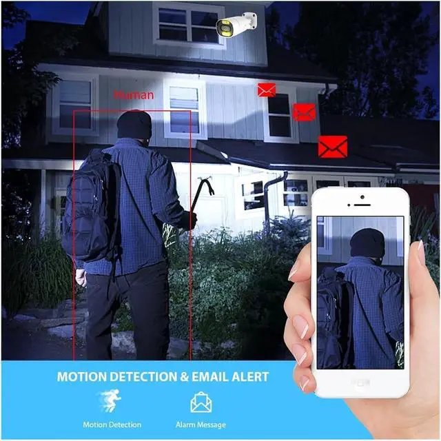 Alt view image 4 of 6 - 4K 8MP Ultra HD 2.8MM H.265 POE IP Camera 5MP 3MP APP AI Motion Detection Two Way Audio Outdoor Bullet Surveillance Camera(3.6mm,5MP POE Cam)
