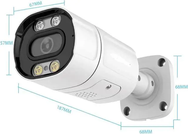 Alt view image 6 of 6 - 4K 8MP Ultra HD 2.8MM H.265 POE IP Camera 5MP 3MP APP AI Motion Detection Two Way Audio Outdoor Bullet Surveillance Camera(3.6mm,5MP POE Cam)