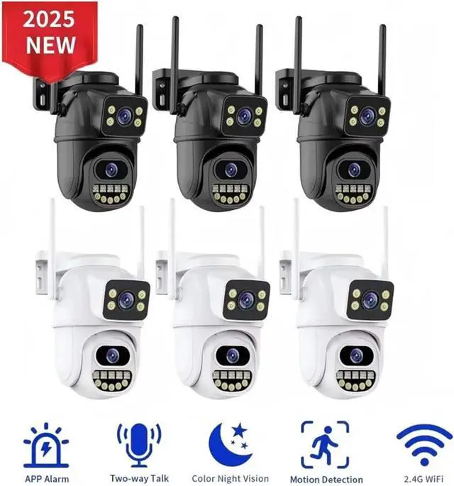Alt view image 6 of 7 - 4K Dual Lens Dual Screen Outdoor WiFi PTZ Security Cam AI Auto Tracking Audio Video Surveillance(EU Plug,8MP NO SD Card)