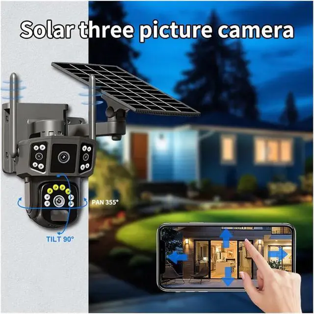 Alt view image 7 of 7 - 4K Dual Lens Solar Security Camera Outdoor Wireless WiFi 4G SIM 10X Zoom Surveillance Cam(4G Camera 64G)