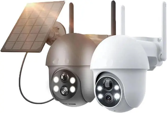 Alt view image 6 of 6 - 5MP 2K Solar Powered Outdoor PTZ Security Camera, Rechargeable Battery, PIR Human Detection, Full Color Night Vision WiFi Surveillance Cam(2K 5MP Grey)
