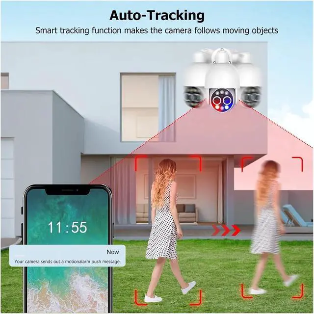 Alt view image 4 of 7 - 4K PTZ 8X Hybrid Zoom 2.8mm 12mm Dual Lens POE IP Camera 8MP Outdoor Human Detect Auto Track Security Camera Color Night(2pc 4K 8MP Cam)