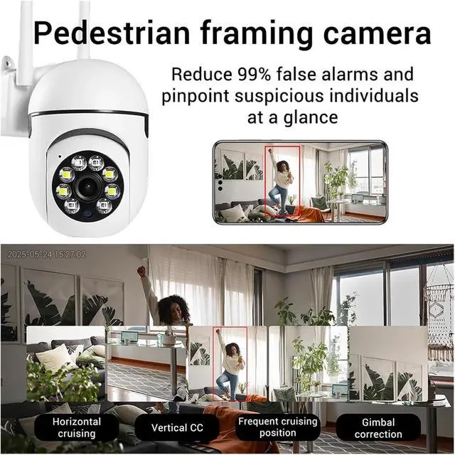 Alt view image 7 of 7 - 8MP Indoor WiFi Security Camera, 5X Zoom Auto Tracking Motion Alarm Wireless Surveillance Monitor(EU Plug,8MP Camera 2PCS)