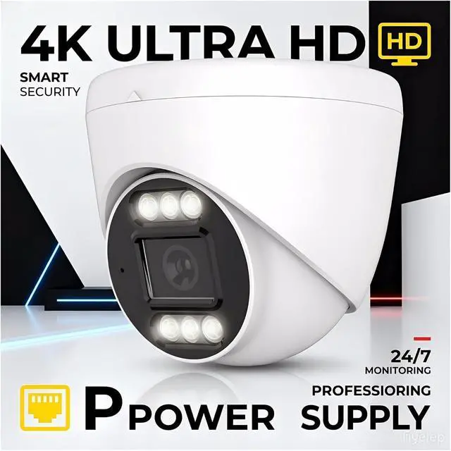 Alt view image 2 of 7 - 4K 8MP PoE Security Camera, Dual-Light Night Vision, Two-Way Audio, H.265 ONVIF Surveillance Cam(2.8mm,4K POE)