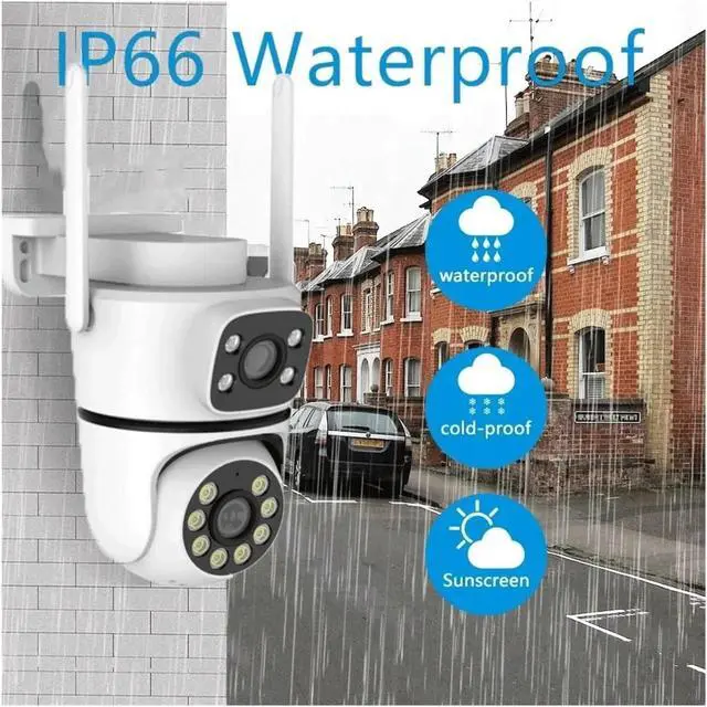 Alt view image 6 of 7 - 10MP 4K Dual Lens Outdoor PTZ Security Cam Dual Band WiFi Color Night Vision Surveillance Camera(UK,10MP with 32G Card)