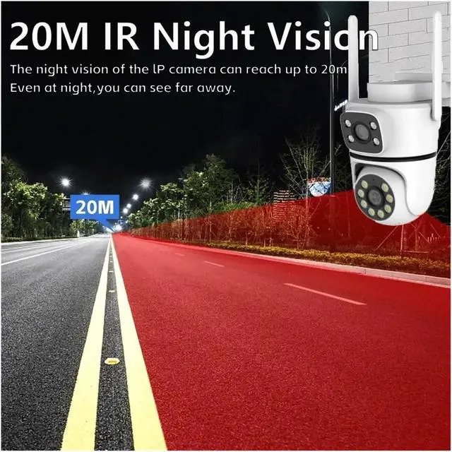 Alt view image 7 of 7 - 10MP 4K Dual Lens Outdoor PTZ Security Cam Dual Band WiFi Color Night Vision Surveillance Camera(UK,10MP with 32G Card)