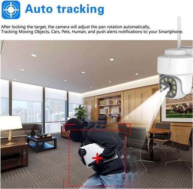 Alt view image 6 of 6 - 2K 5MP Outdoor WiFi PTZ Security Camera Waterproof Color Night Vision Auto Tracking Surveillance Cam(Only a Camera)