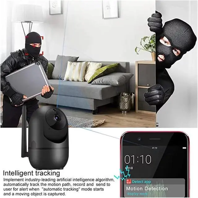 Alt view image 7 of 7 - 1620P HD Indoor Wireless Security Cam Auto Tracking Night Vision WiFi Surveillance Camera(EU,Camera Black 64G)
