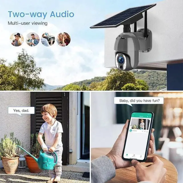 Alt view image 7 of 7 - 5MP Solar PTZ Security Camera, 10X Optical Zoom, 355° Pan 100° Tilt, Color Night Vision, IP66, AI Detection, 2-Way Audio, Solar Powered Outdoor Camera for UBOX